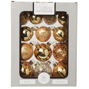 Christmas baubles in gold